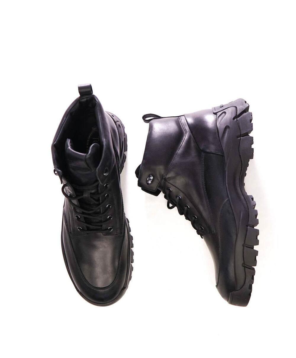 $975 TOD'S - Black Leather Ankle Boots - US 13.5 (12.5UK)